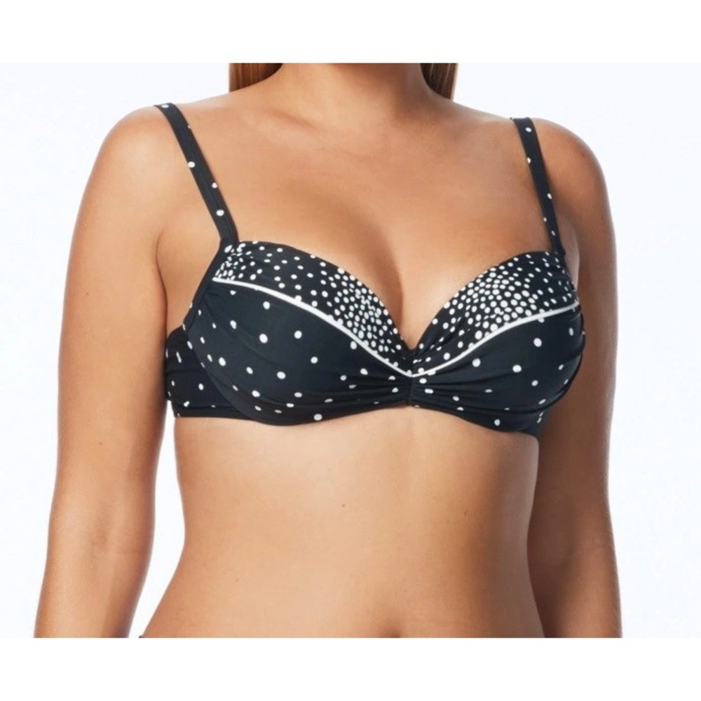 NWT Coco Reef Cast Black 32/34DD Spotted Underwired Bikini Swim Top #99781 - Picture 1 of 3